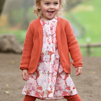 Flanellkleid langarm Rosen rostrot