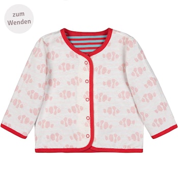 Wendejacke Fische rosé Ringel rot/türkis