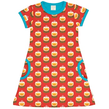 Kleid Tulpen blau kurzarm