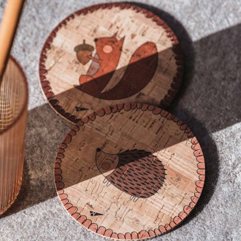 Kork Untersetzer 2er Set Wald