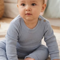 Edles Rippe Langarmshirt blau