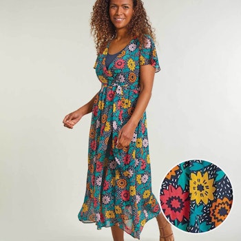 Langes Damen Umstands- und Stillkleid Dhalien dunkelblau