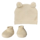 Vorschaubild Puppen Mütze und Schuhe 28-35cm beige, Bio-Baumwolle