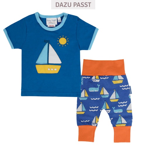 Kurzarm T-Shirt Segelschiff-Applikation