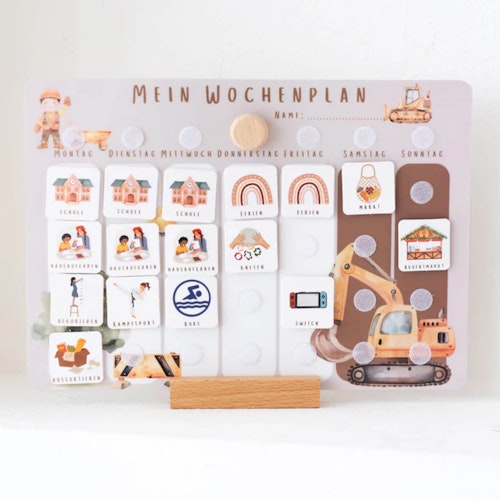 Wochenplaner mit Baustellen Motiv und 3 Routineplänen