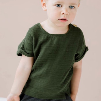 Musselin Shirt kurzarm waldgrün