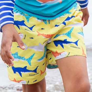 Jungen Badehose Haie gelb
