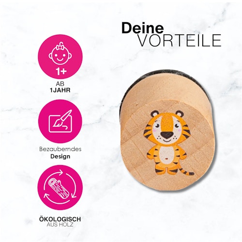 Knetstempel Holz 6er-Set Zootiere