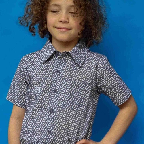 Hemd Flugzeug-Druck kurzarm Shirt Webstoff