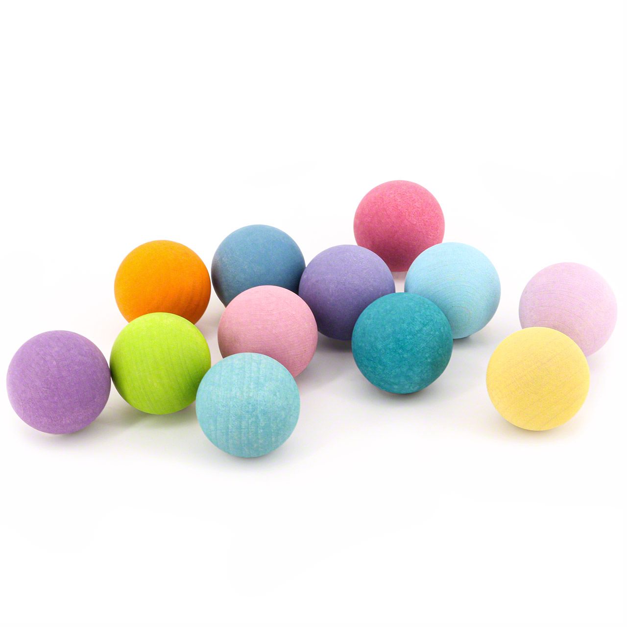 12 kleine Holzkugeln pastell 3,5 cm, ab 3 Jahren