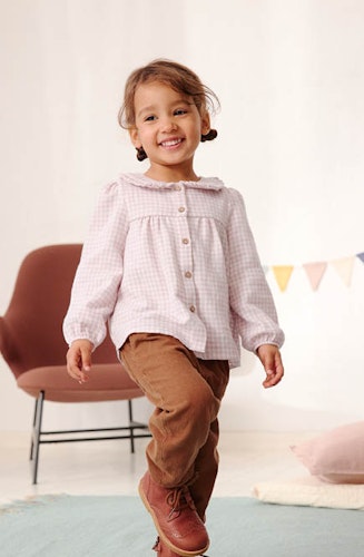 Edle Flanell Kragen-Bluse