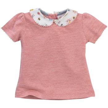 Schickes Blumenkragen T-Shirt himbeerrot melange