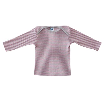 Baumwolle Wolle Seide Langarmshirt altgrau pink meliert