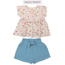 Vorschaubild Musselin kurzarm Bluse Blumen Blätter