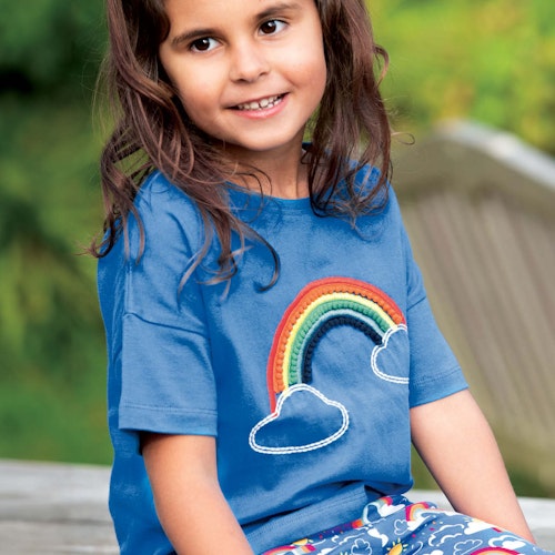 Regenbogen Stickerei T-Shirt