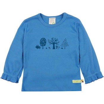 Rippshirt langarm blau mit Bäumen