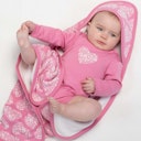 Vorschaubild Wendedecke / Babydecke Kapuze Herz-Motiv rosa