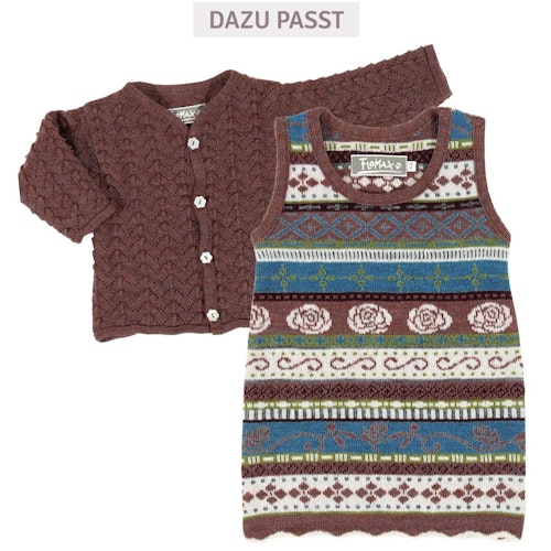 Haselnuss-altrosa Baby Strickkleid Schurwolle
