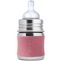 Pura kiki Babyflasche Edelstahl langsamen Sauger - altrosa