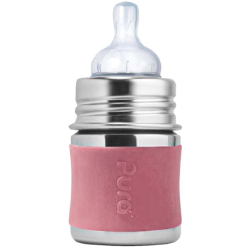 Pura kiki Babyflasche Edelstahl langsamen Sauger - altrosa
