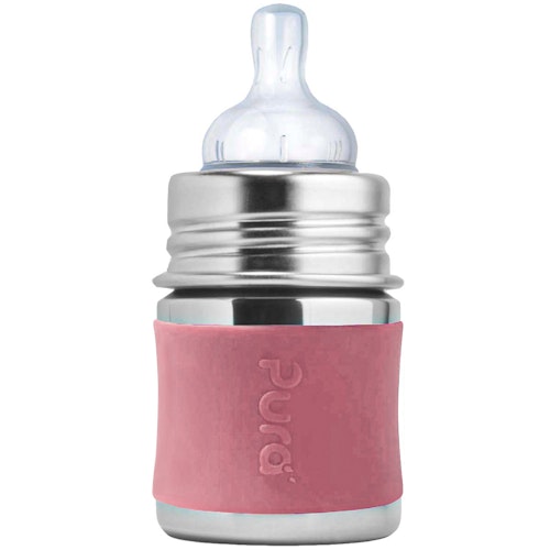 Pura kiki Babyflasche Edelstahl langsamen Sauger - altrosa