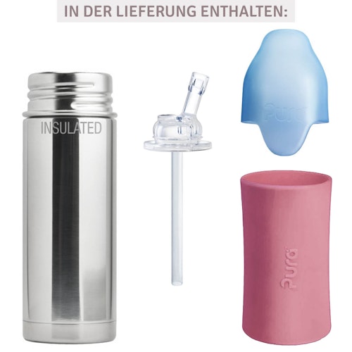 Isolierte Trinkhalm Flasche ab 12 M - open end altrosa