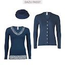 Vorschaubild Damen Wolle Seide Langarmshirt mit Spitze