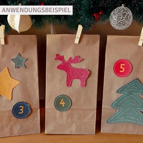 Adventskalender Bastelset Elche – DIY-Kalender mit 24 Tüten & Klammern