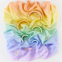 Spieltuch Seide pastell Regenbogen mittel 89 x 89 cm