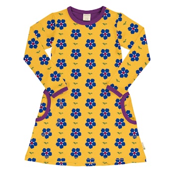 Langarmkleid Blumen gelb