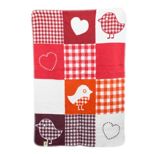 Kuschlige Babydecke Vogel rot