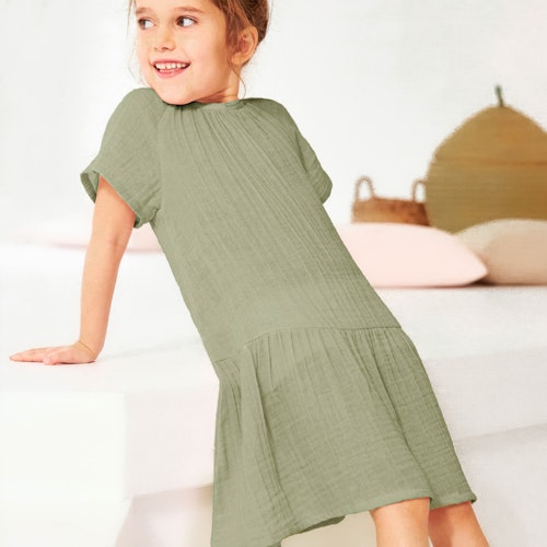 Leichtes Musselin Kleid kurzarm