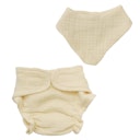 Vorschaubild Puppen Stoffwindel & Lätzchen 35-45cm beige, Bio-Baumwolle