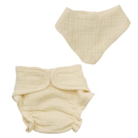Puppen Stoffwindel & Lätzchen 35-45cm beige, Bio-Baumwolle