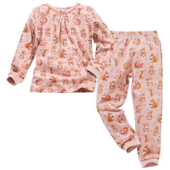 Weicher Rippe Schlafanzug Eichhörnchen rosa