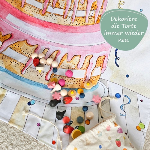 Spieltuch Bio-Baumwolle Kuchen + Deko von Grapat