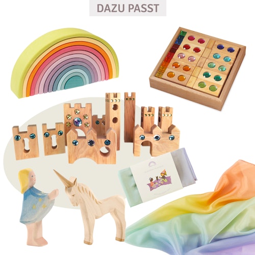 Spieltuch Seide pastell Regenbogen mittel 89 x 89 cm