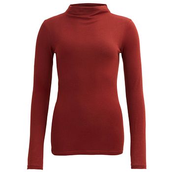 Damen Rollkragen Langarmshirt terrakotta
