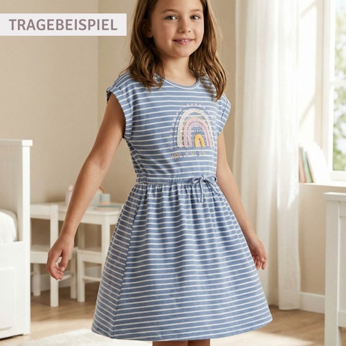 Sommerkleid kurzarm blau geringelt Regenbogen