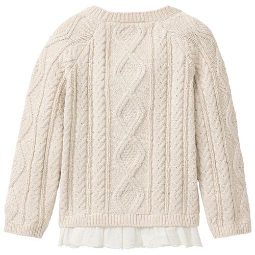 Edler Strickpullover Blusenborte beige