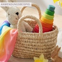 Vorschaubild Handgefertigter Einkaufskorb aus Palmblättern pink