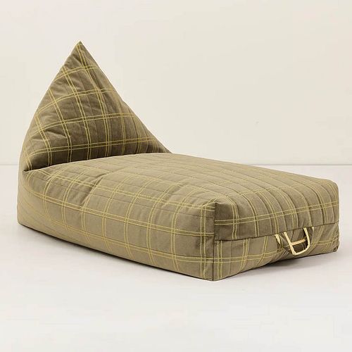 Samt Sitzsack für Kinder grün-gelb - 119 x 52 x 70 cm