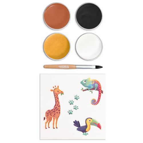 Bio Kinderschminke Tiger, 4 Farben + Tattoos