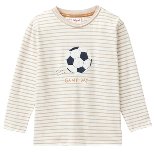 Weiches Langarmshirt Fußball beige gestreift