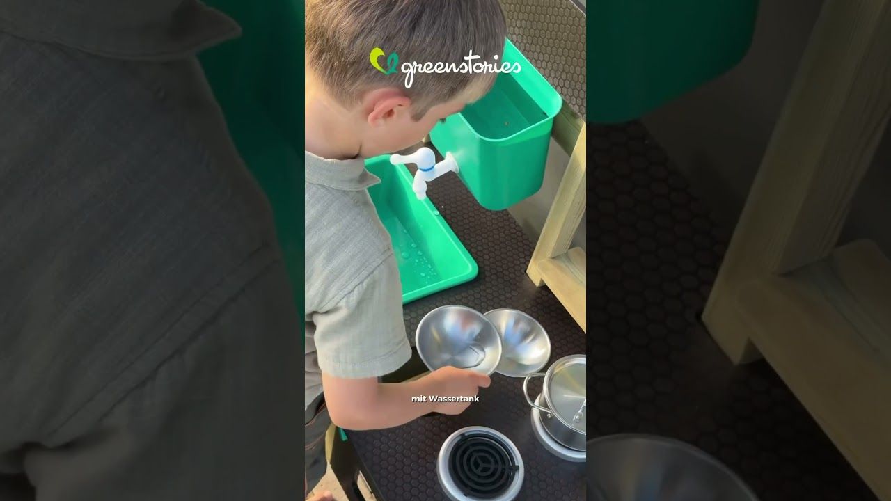 Matschküche Spielküche Wassertank und Spülbecken viel Zubehör 